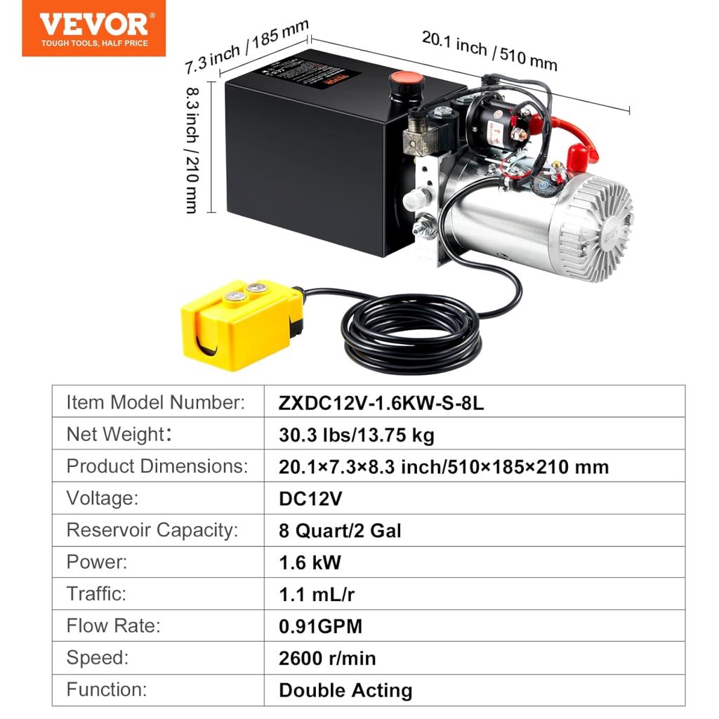 12 volt hydraulic pump for dump trailer